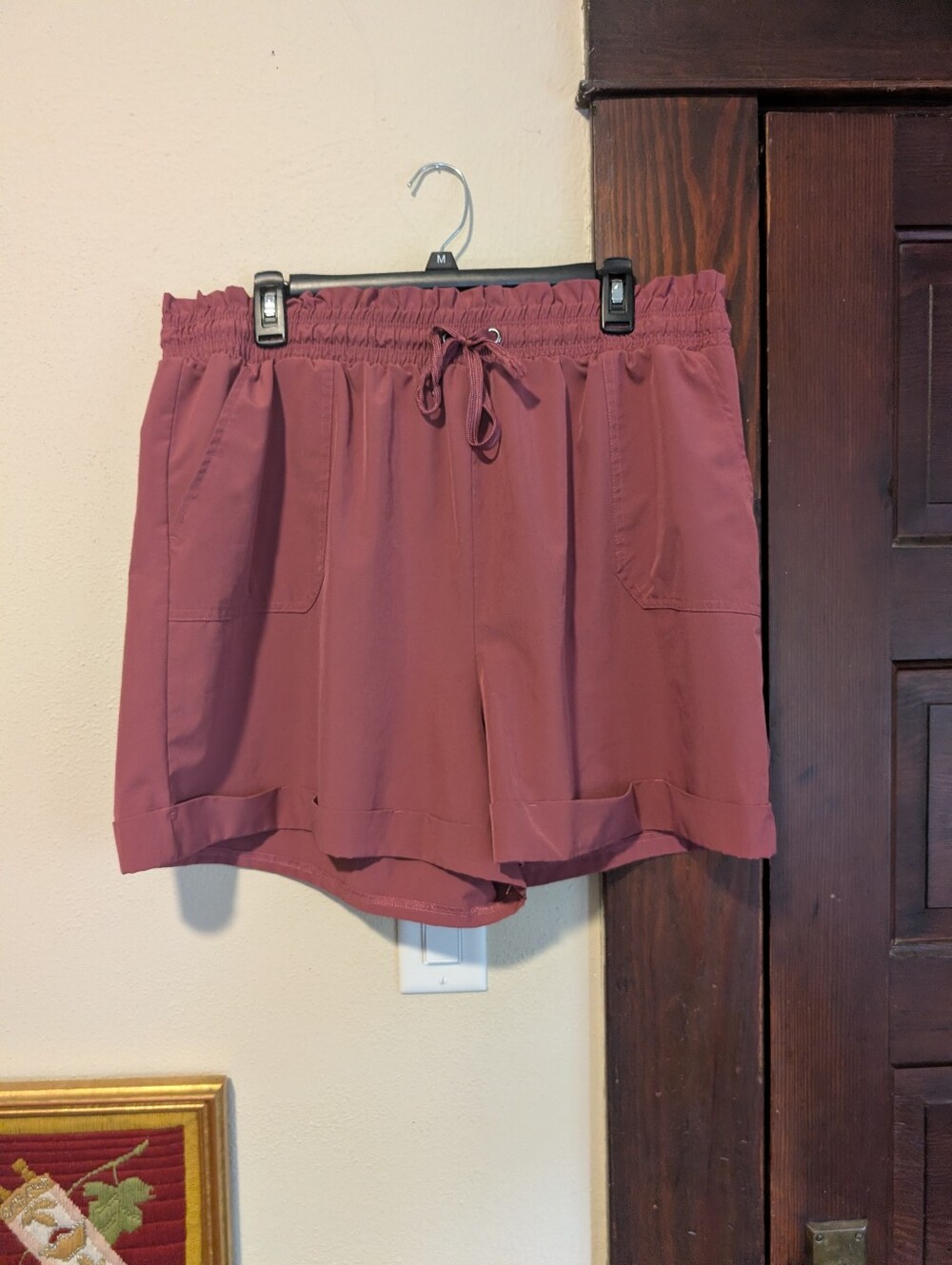 Danskin Paperbag Shorts Mauve Pink XXL Drawstring Elastic Waist Relaxed Fit